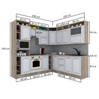 Bucatarie de Colt LEEA ART CORNER FRONT MDF FRESCO 220-240 ST. K002 / decor 102